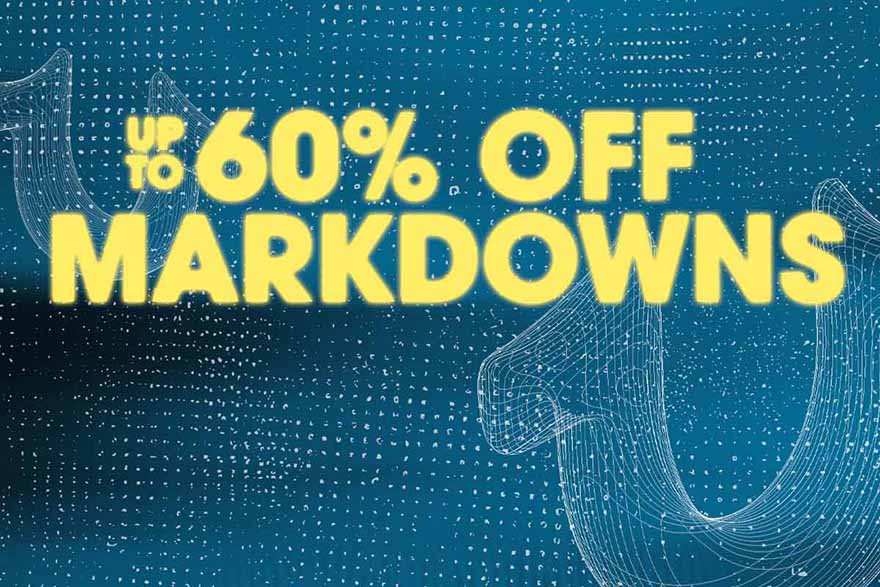 Up to 50% off markdowns.