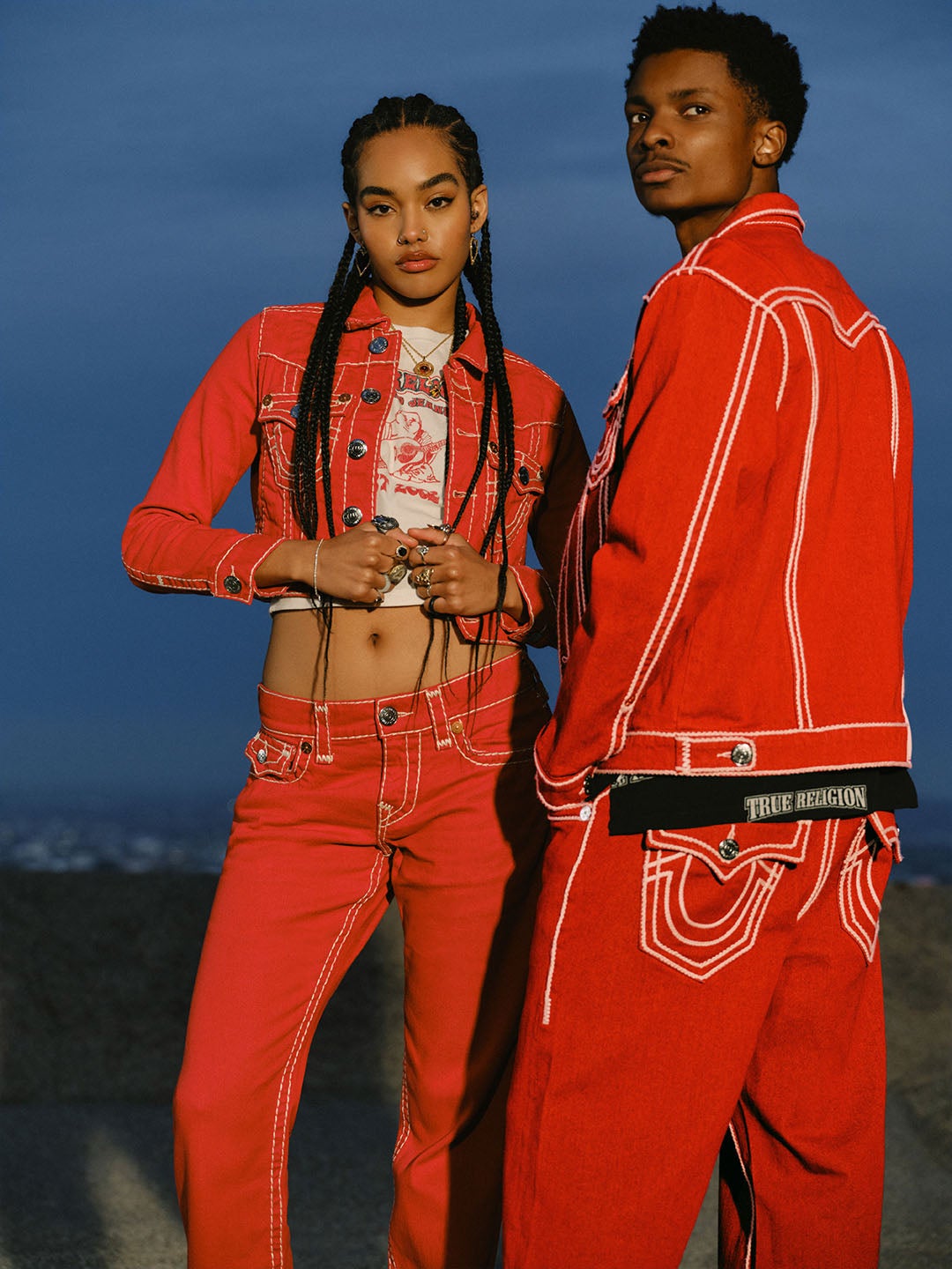 True religion red jean jacket hotsell