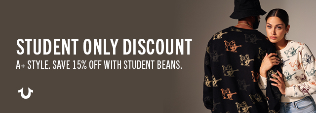 Student Only dDiscount. A+ Style. Save 15% off with Student Beans.