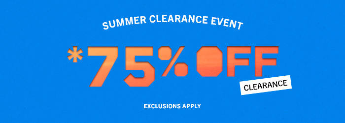 Summer Clearance 75% Off. Exclusions Apply